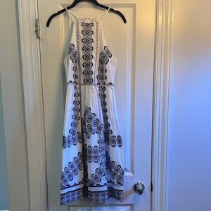 Parker White Dress with Black Embroidery